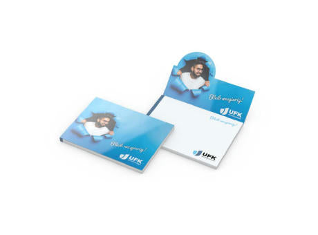 Haftnotizblock Cover Pop-Up Aufsteller formgestanzt Karton-Umschlag