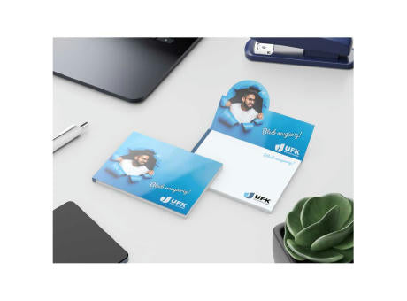 Haftnotizblock Cover Pop-Up Aufsteller formgestanzt Karton-Umschlag
