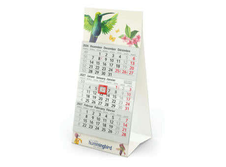Tischkalender Mini 3 RECYCLING Karton-Dachaufsteller