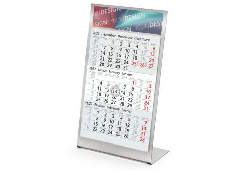 Tischkalender Desktop 3 Steel Edelstahl-Aufsteller gebürstet