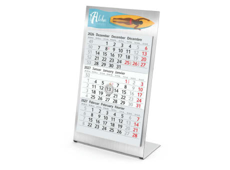 Tischkalender Desktop 3 Steel Edelstahl-Aufsteller gebürstet