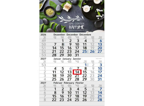 3-Monatskalender Einblatt Budget 3 Schrift modern