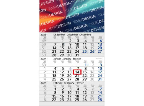 3-Monatskalender Einblatt Budget 3 Schrift modern