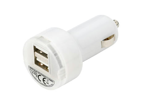 Plastic car power adapter with two USB ports