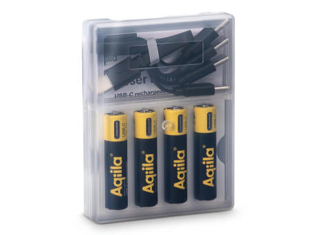 Aqiila Wiederaufladbare USB-C-Batterien AAA 600 mAh, 4er-Pack
