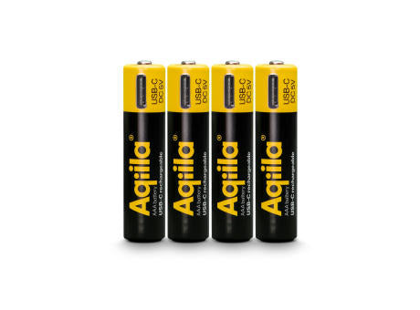 Aqiila Wiederaufladbare USB-C-Batterien AAA 600 mAh, 4er-Pack