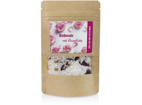 Badesalz mit Blüten, 30 g in ZIP-Tasche mit 4c Etikett