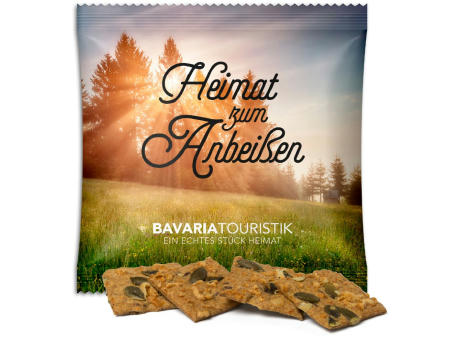 Vollkorn Snack im Werbetütchen