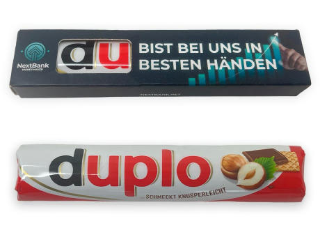duplo Riegel im Werbeschuber