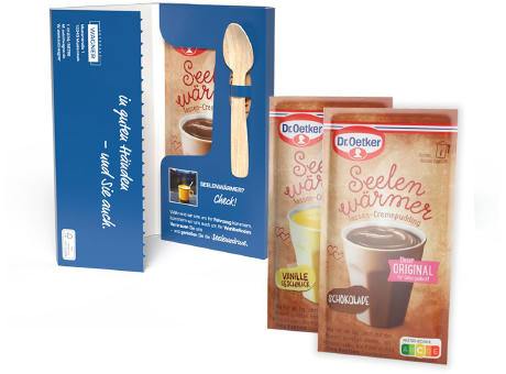 Dr. Oetker Tassenpudding in Mailingmappe