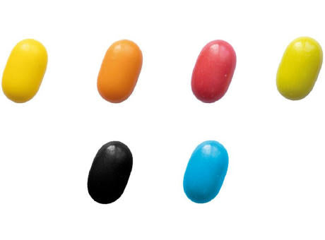 Bunte Fruchtdragees Werbetüte,   5 g, Inhalt: Bunte Fruchtdragees Sahne