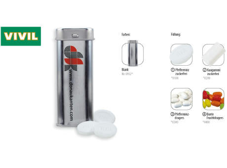 Pocket Box, blank 20 g, Inhalt: VIVIL Extra Strong, zuckerfrei (Dose)