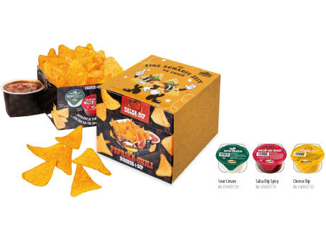 Nacho Box im Schuber,   190 g, Inhalt: Nachos Paprika-Chili, Sour Cream