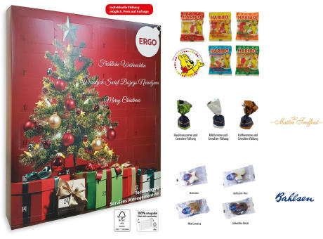 XXL Adventskalender,   24 Stück, Inhalt: Pralinen Milchschokolade Mix mit Cerealien-Füllung