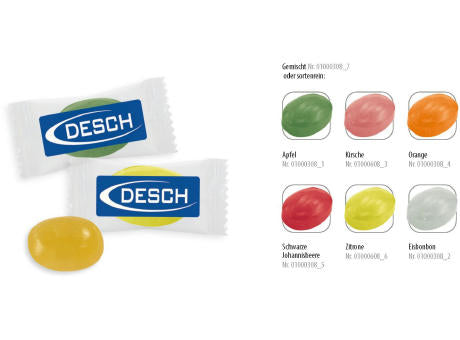 Bonbon Flowpack,   1 Stück, Inhalt: Bonbon Zitrone