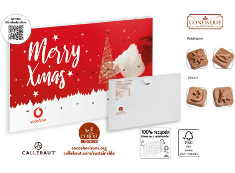 Wand Adventskalender Standardmotiv,   75 g, Inhalt: Callebaut Vollmilch Schokolade Kalender