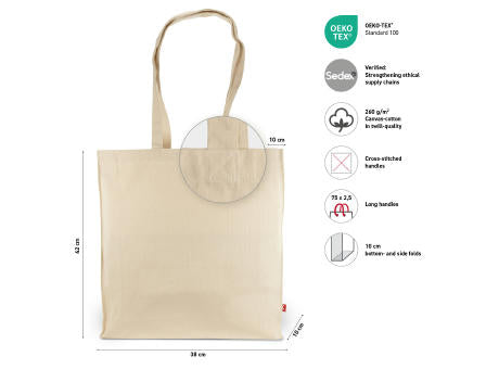 TORONTO – Schwere Baumwolltasche mit Boden-, Seitenfalten und langen Henkeln