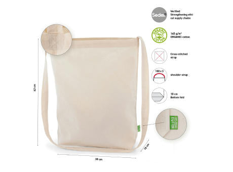 KOBLENZ – BIO-Baumwolltasche mit einem langen Umhängegurt
