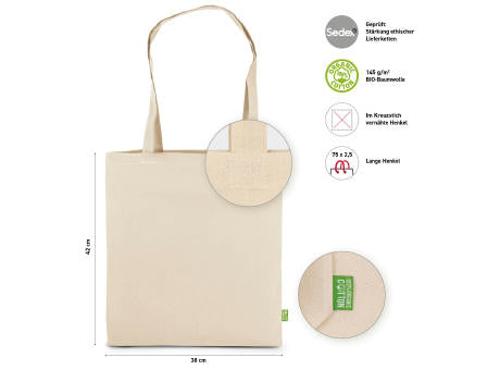 PERTH – BIO-Baumwolltasche mit langen Henkeln