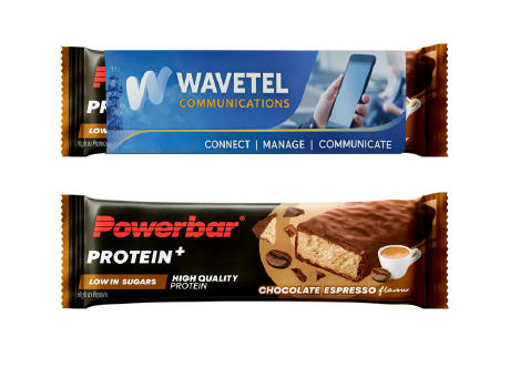 Powerbar im Werbeschuber - Protein+ Low in sugar (Veggie)