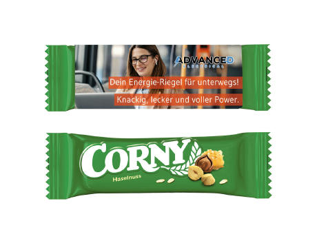 Corny im Werbeschuber