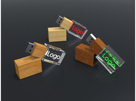 USB CRYSTAL 3D wood, (2GB)