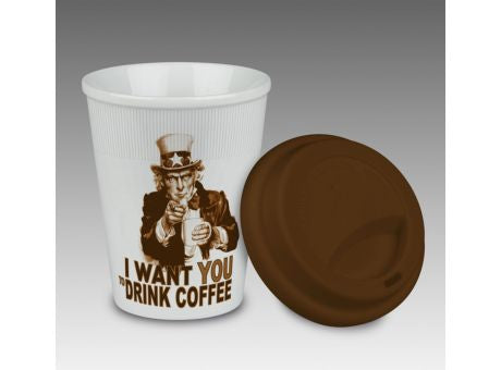 KÖNITZ Coffee to Go Becher KC 162 mit Deckel (weiß od. schwarz) - Porzellan