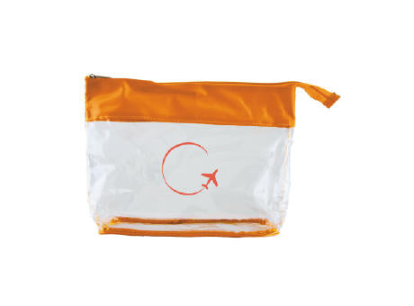 Kulturtasche transparent mit farbiger Biese