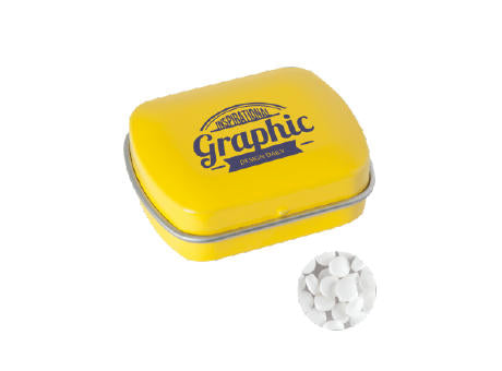 Kleine Dose mit ca. 10 g extra starken, zuckerfreien Dreiecks-Minzbonbons