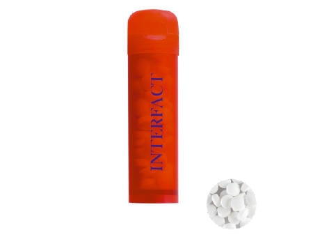 Mint Tube mit ca. 11 gr. extra strong Minties `Triangle` und Zutatenaufkleber