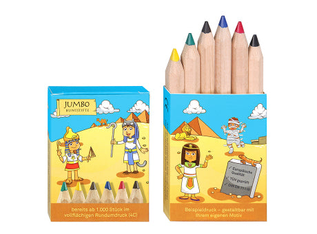 JUMBO Buntstifte, 6er Set, inklusive Rundumdruck