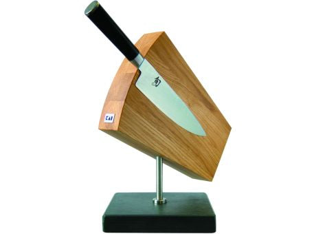 KAI SHUN Messerblock Eiche drehbar mit Granitsockel