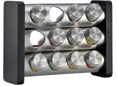 Küchenprofi Gewürzständer mit 12 Gläsern schwarz rechteckig