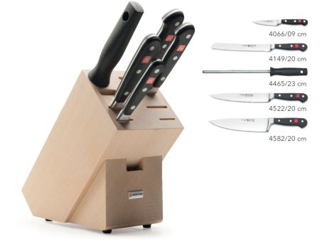 Wüsthof CLASSIC Messerblock Buchenholz natur mit 5 Teilen