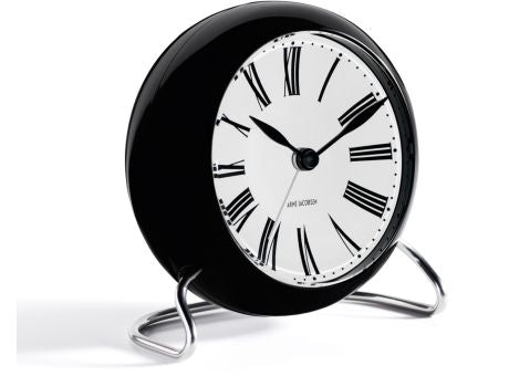 Arne Jacobsen Roman Tischuhr mit Alarmfunktion schwarz Ø11cm