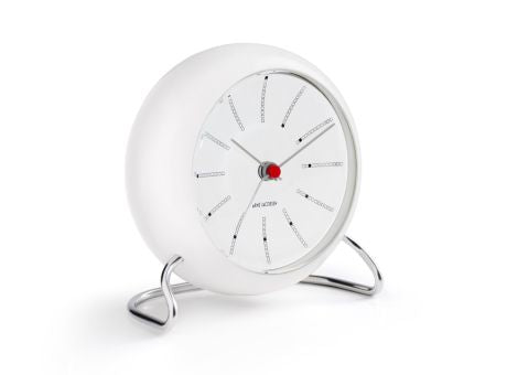 Arne Jacobsen Bankers Tischuhr mit Alarmfunktion weiß Ø11cm