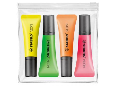 STABILO NEON 4er Zip-Etui Leuchtmarkierer