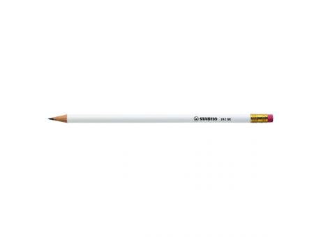 STABILO Grafitstift weiß mit Radiergummi