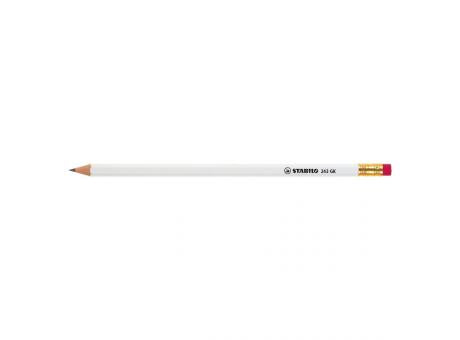 STABILO Grafitstift 6-kant weiß mit Radiergummi