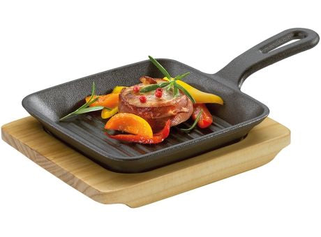Küchenprofi BBQ Grill-/Servierpfanne mit Holzbrett 23 x 13,5 x 5,5cm