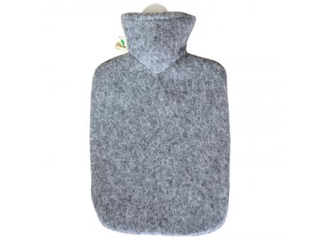 Klassik-Wärmflasche Strickbezug Filzoptik grau