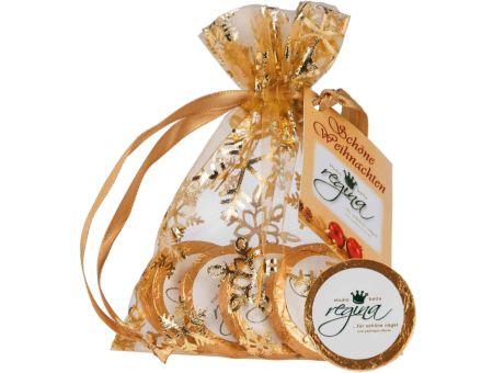 Organzasäckchen Christmas gold individuell mit Kärtchen