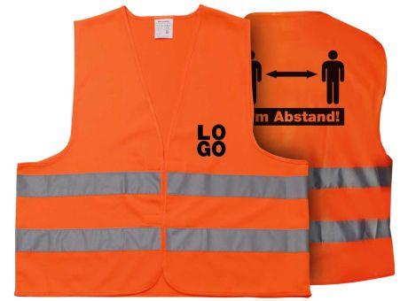 Warnweste 2 Meter Abstand - Mit eigenem Logo vorne