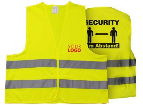 Warnweste Security 2 Meter Abstand - Mit eigenem Logo vorne