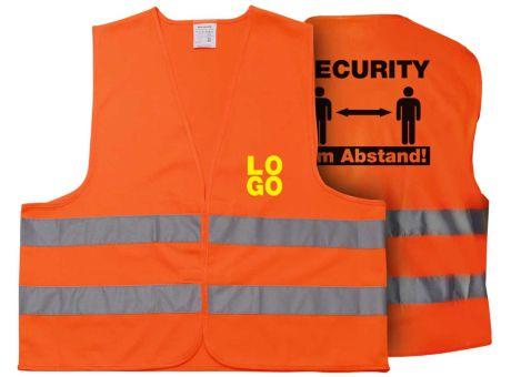 Warnweste Security 2 Meter Abstand - Mit eigenem Logo vorne