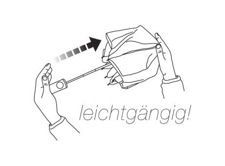 Vollautomatischer Taschenschirm mit leichtgängiger Schiebetechnik