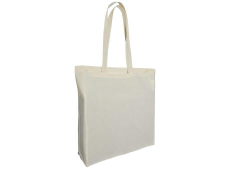 Baumwolltaschen mit langen Henkeln und Bodenfalte, 140 gr/m²