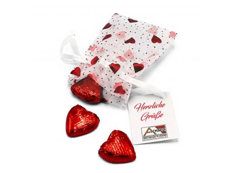Organzasäckchen "Heart", mit Karte