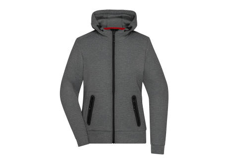 Ladies' Hooded Jacket - Kapuzenjacke mit modischen Details in Melange-Optik