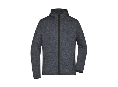 Men's Knitted Fleece Hoody - Kapuzenjacke aus Strickfleece in Melange-Optik